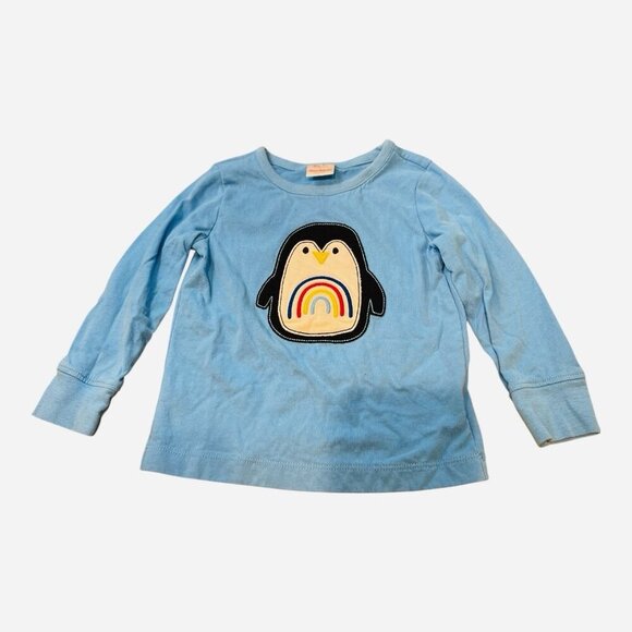 Hanna Andersson Appy Tee Size 3T Unisex Blue Penguin Rainbow Long Sleeves - Picture 1 of 5